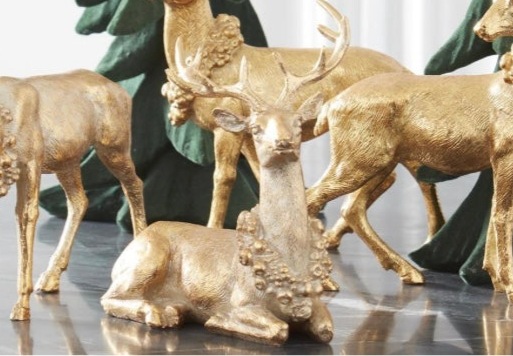 6” Antique Gold Laying Deer