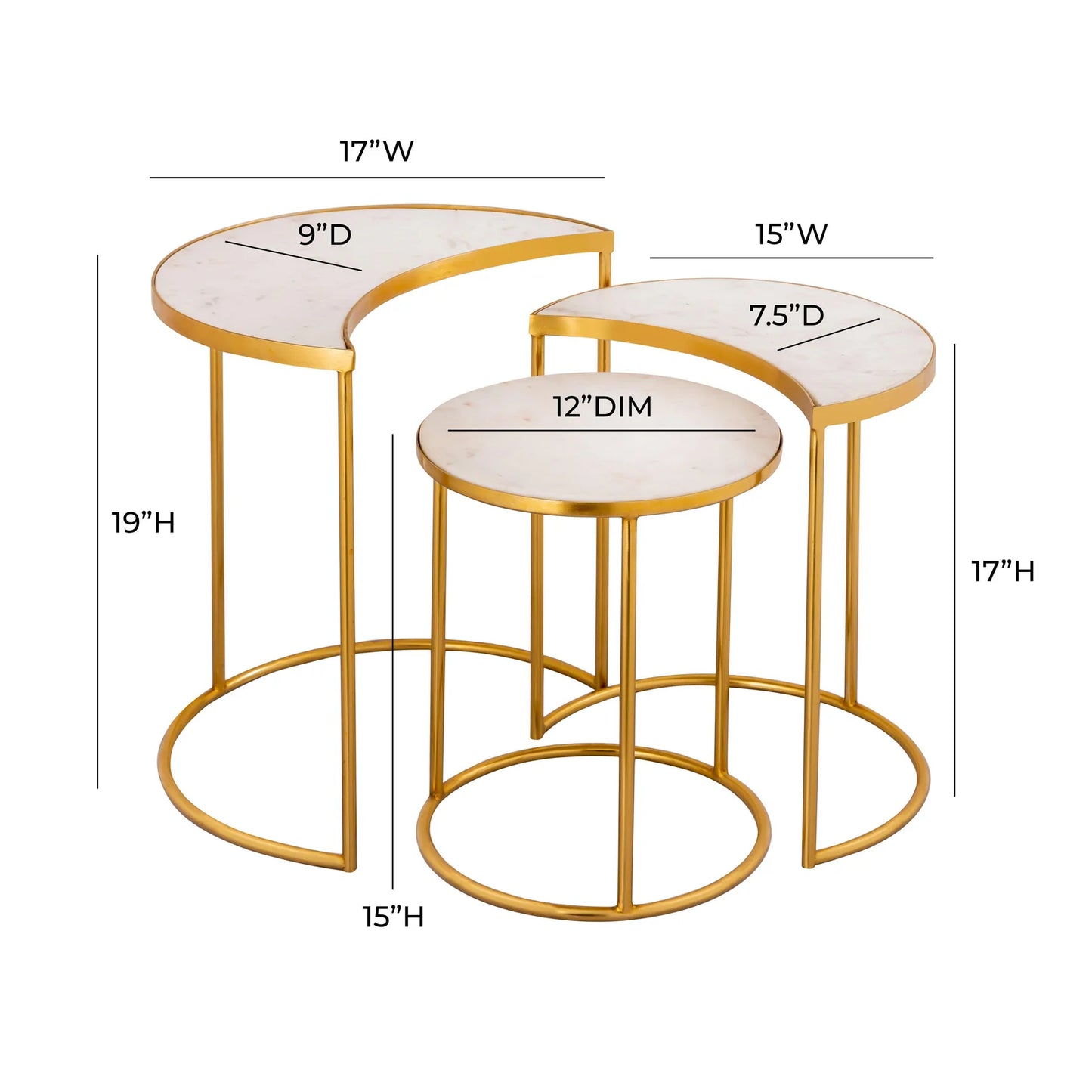 Crescent marble Side Tables