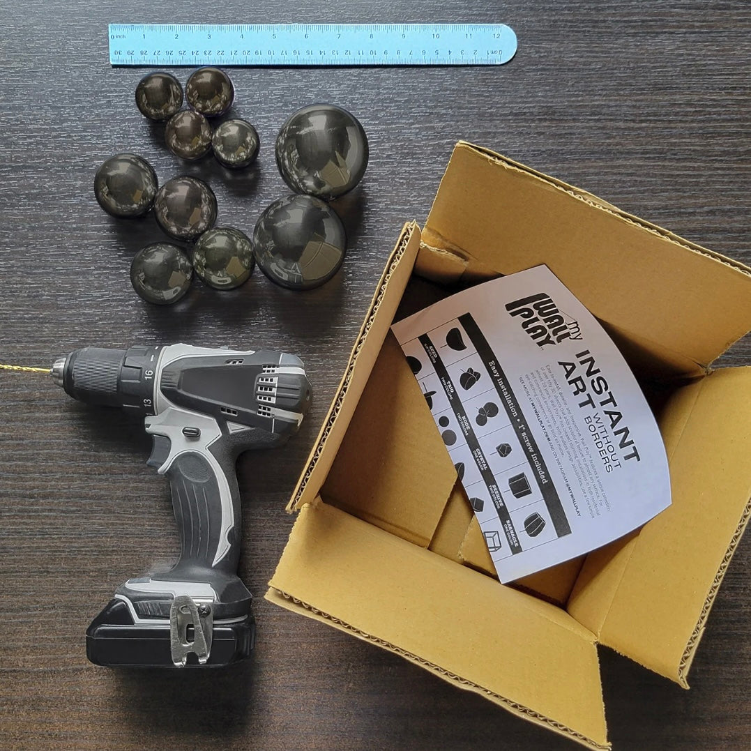 Wall Play Orbs Set of 10 - Glossy Black