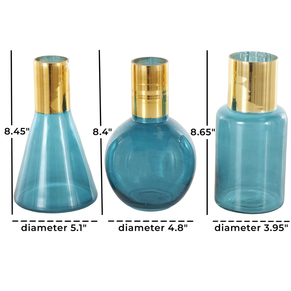 Blue Tinted Glass With Geometric shapes Decorative Vase
