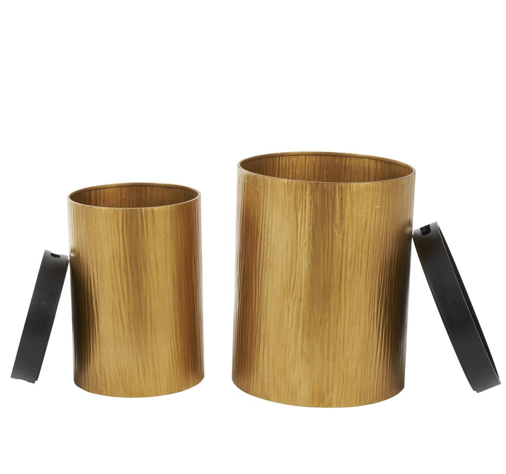 Gold Metal Nesting Accent Table With Black Tray Table Tops