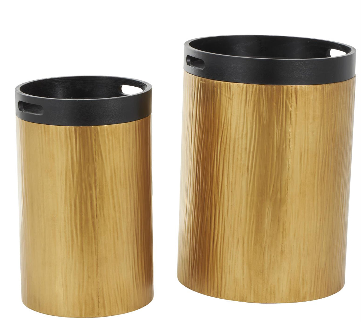 Gold Metal Nesting Accent Table With Black Tray Table Tops