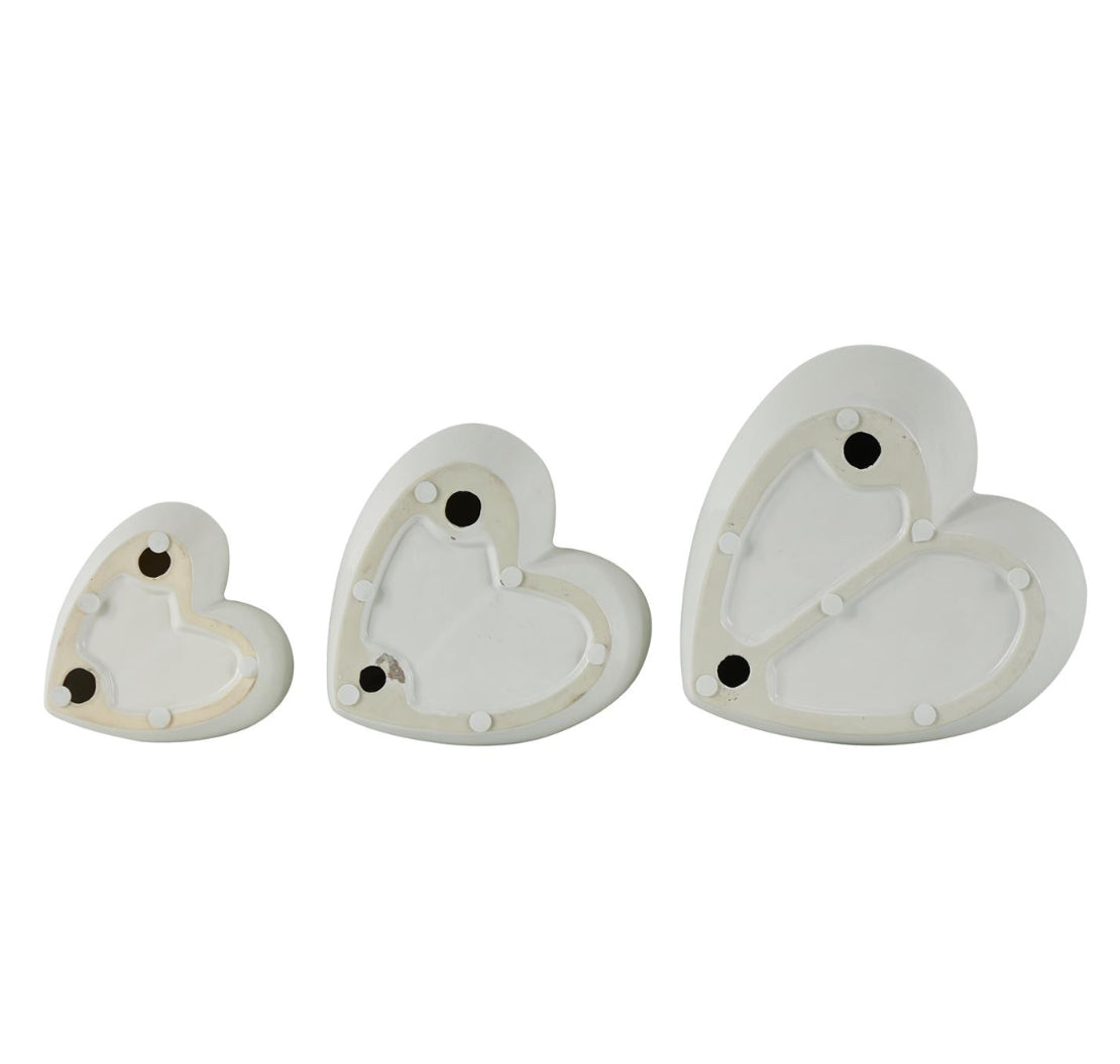 White Ceramic Heart Slanted Home Wall Decor