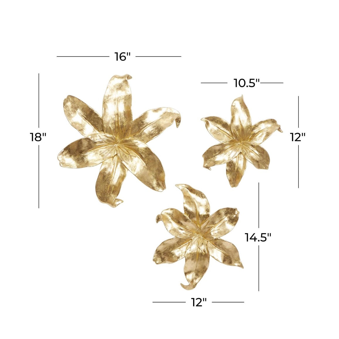 Gold polystone floral wall decor
