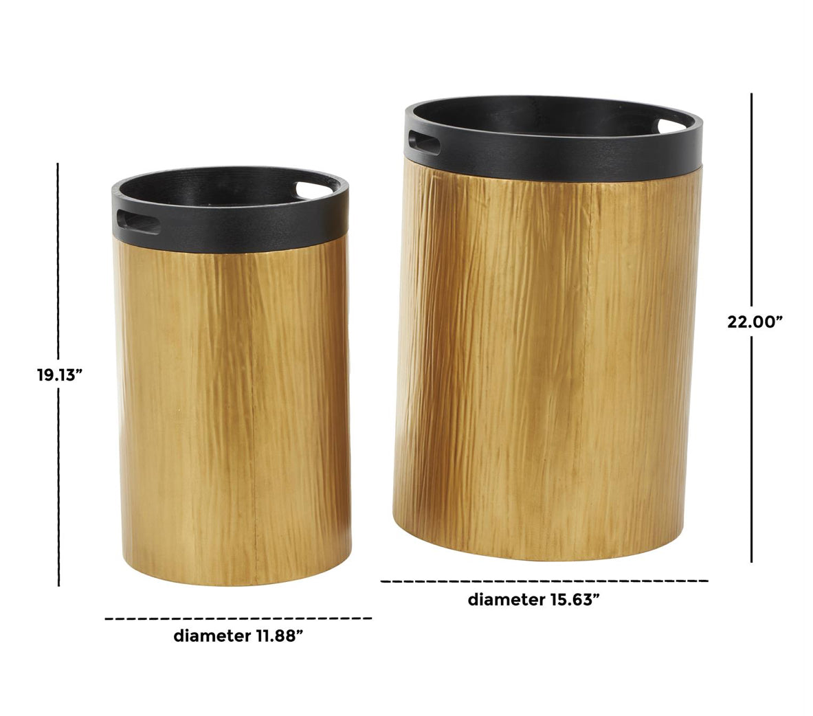 Gold Metal Nesting Accent Table With Black Tray Table Tops