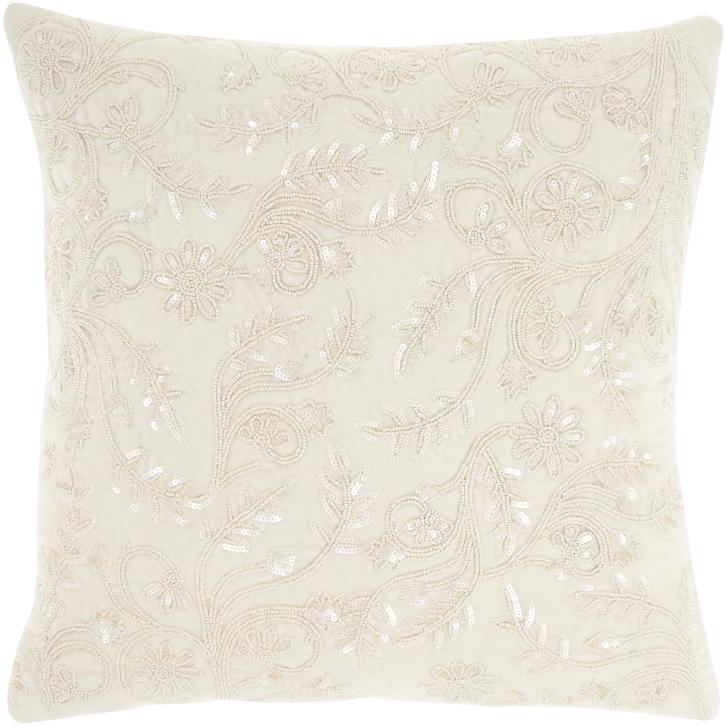 Beaded Flowers 20x20 Throw Pillow