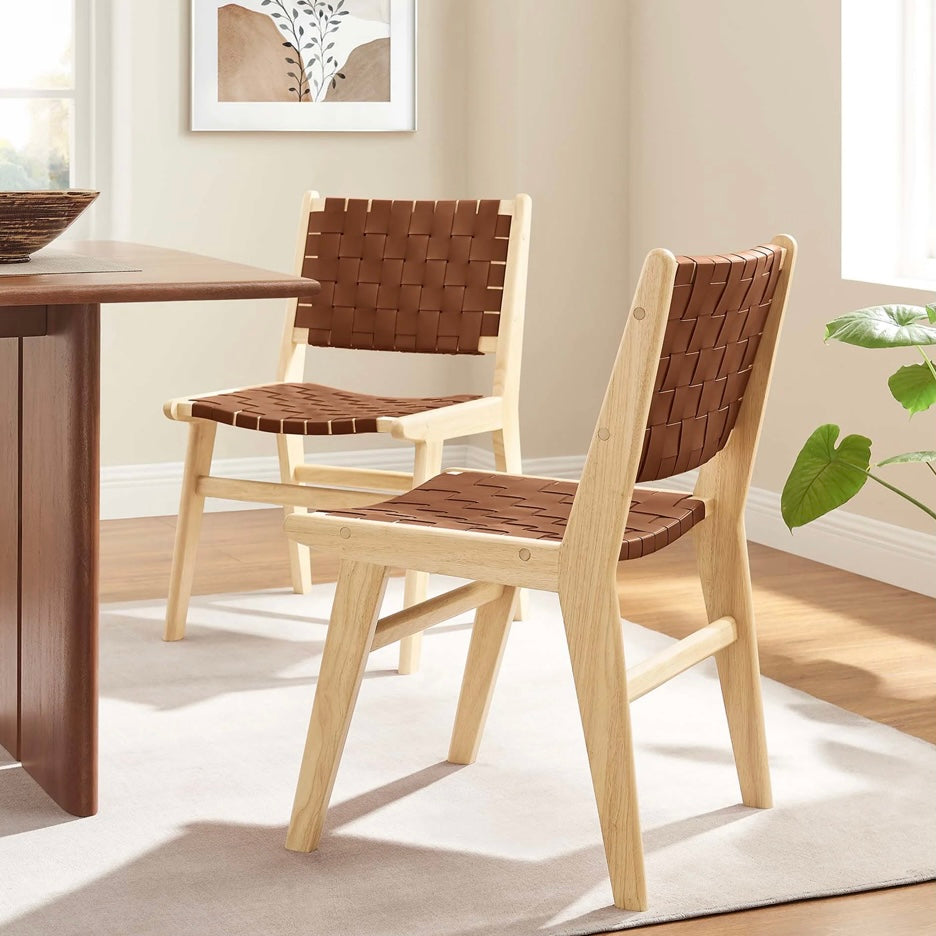 Saoirse Woven Faux Leather Dining Chair
