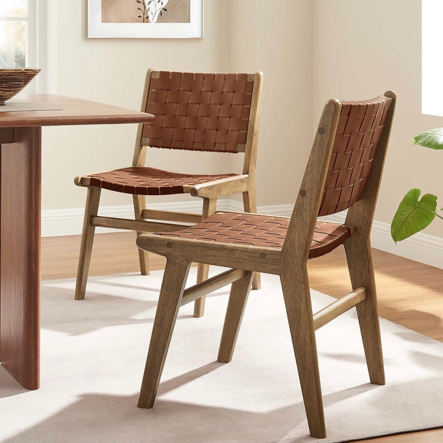 Saoirse Woven Faux Leather Dining Chair