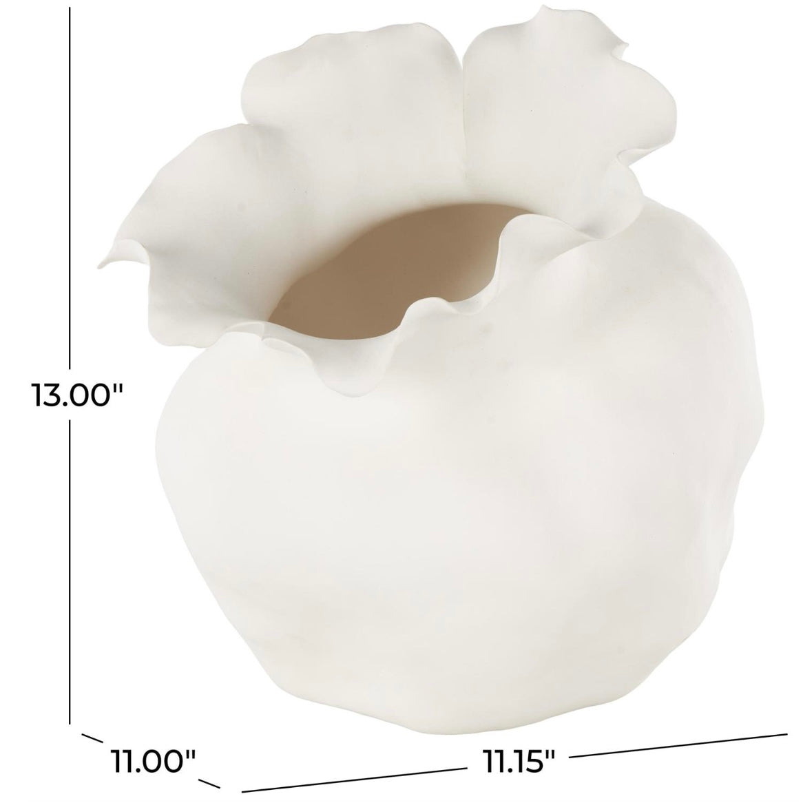 Ceramic White Peddle Wide Rim Decorative Vase