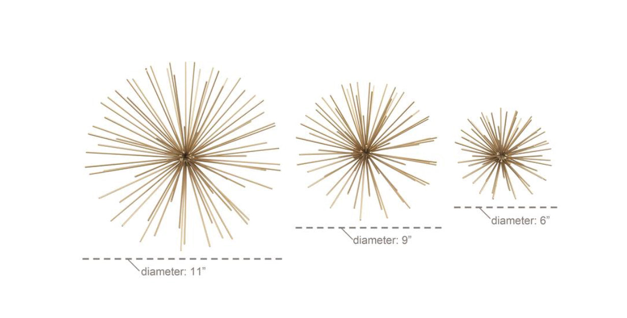 Gold Metal Starburst 3D Spike Wall Decor