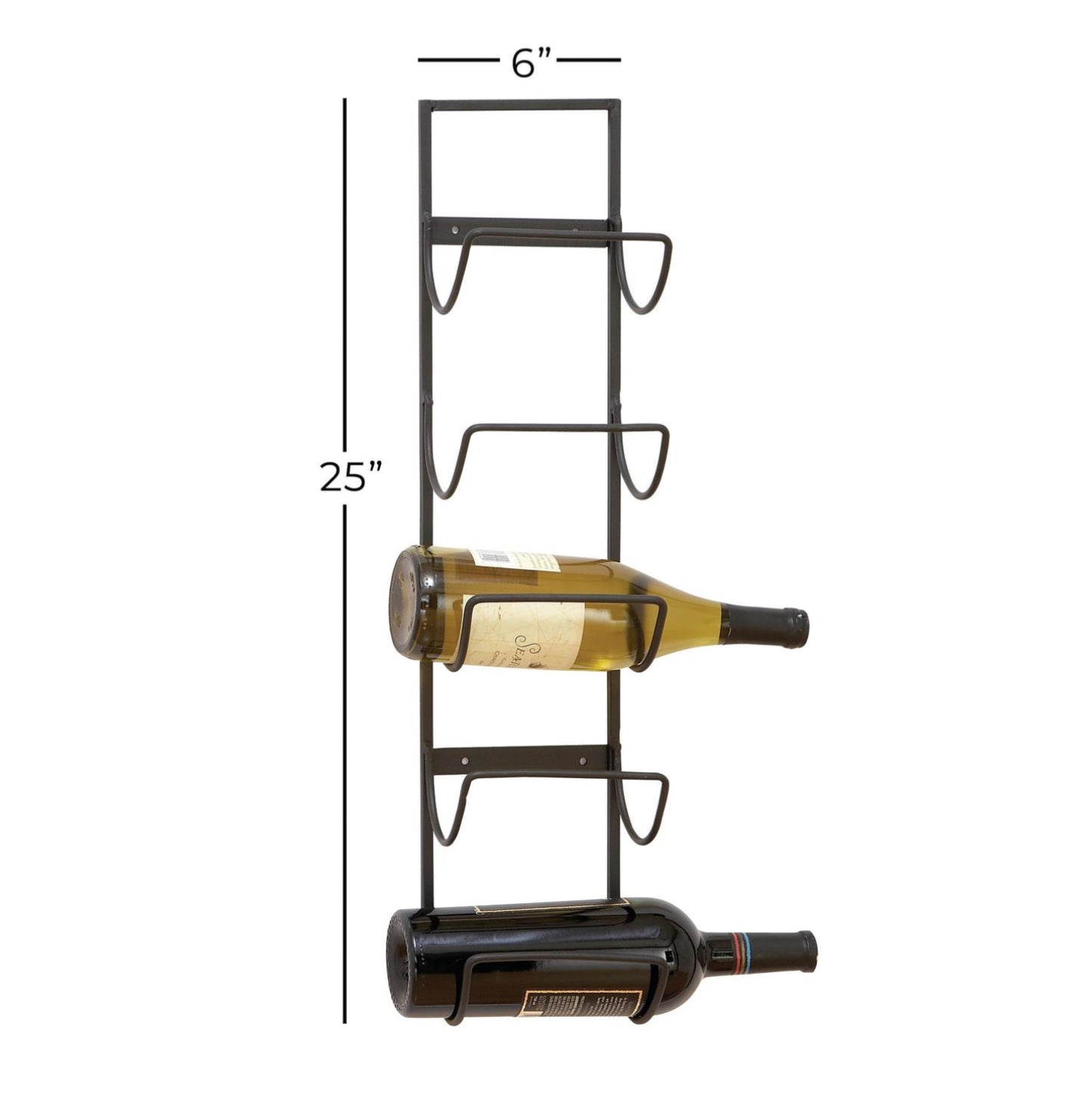 Metal 5 Bottle Wall Wine Rack - Black