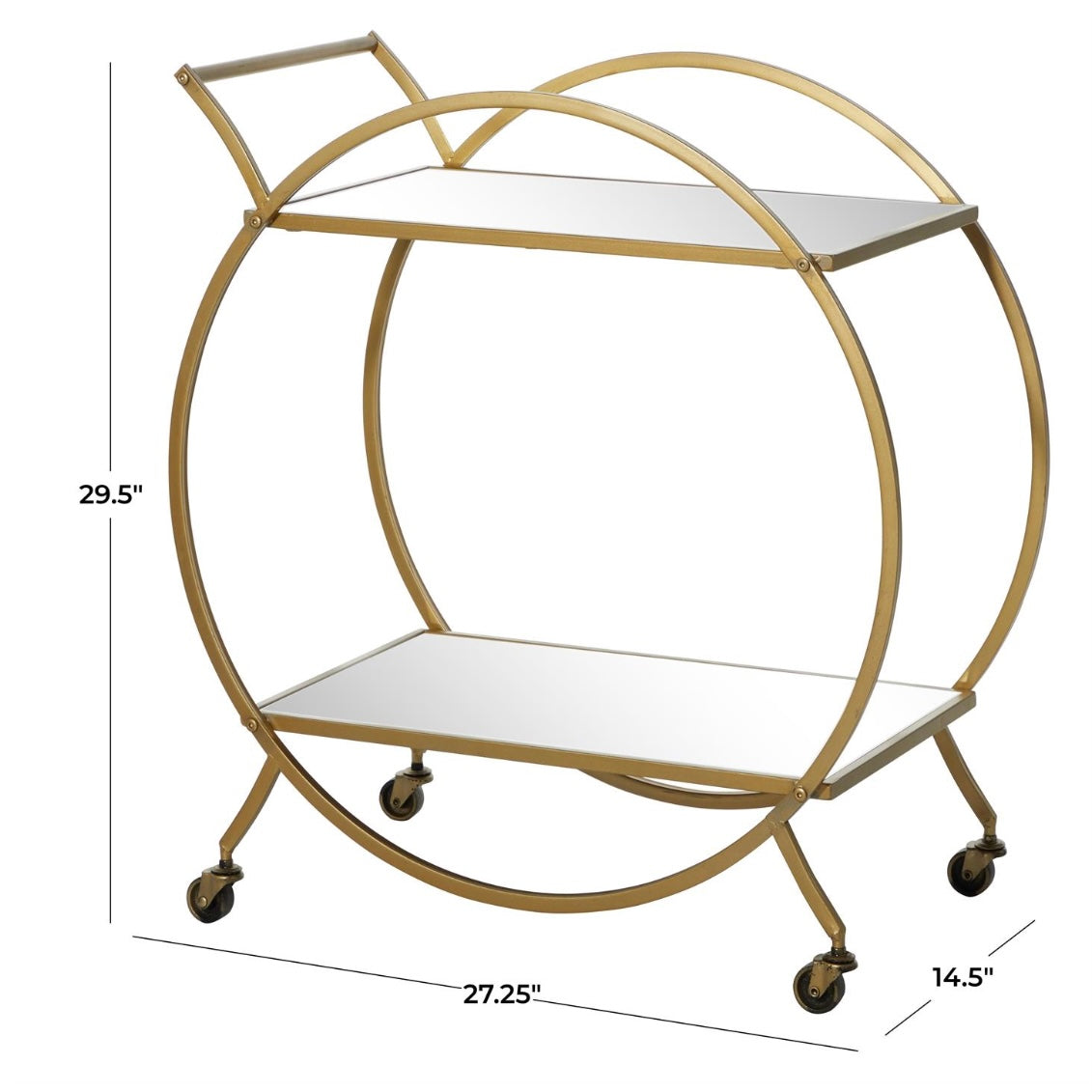 Gold metal rolling bar cart