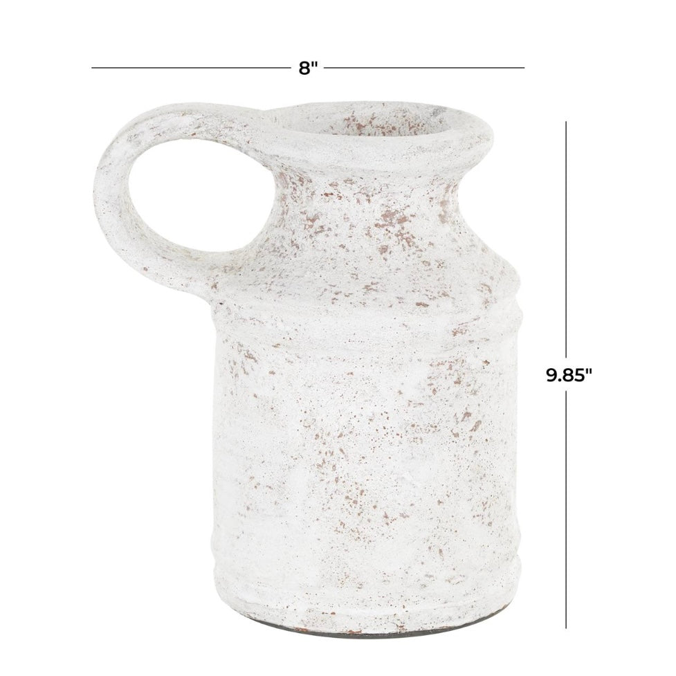 White Ceramic Antique style textured Decorative Vase