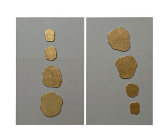 Risco Canvas Set of 2 35" x 59" - Grey/Gold