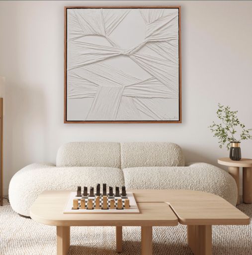 Liens Canvas 47" x 47" - White/Walnut Wood