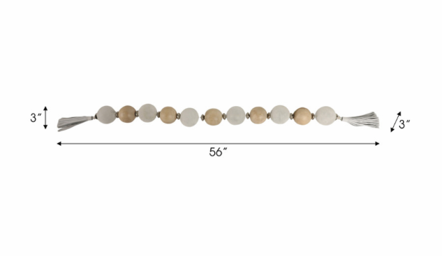 56'' BOTHELLE GLASS AND WOOD GARLAND W LTHR TASSEL