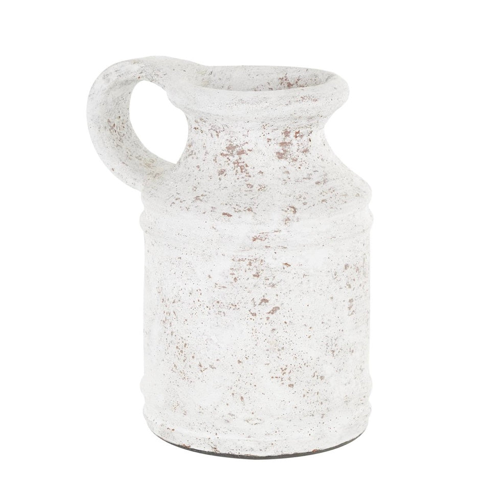White Ceramic Antique style textured Decorative Vase
