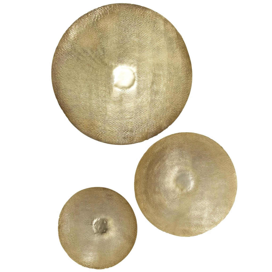 Large gold metallic wall mounted disk