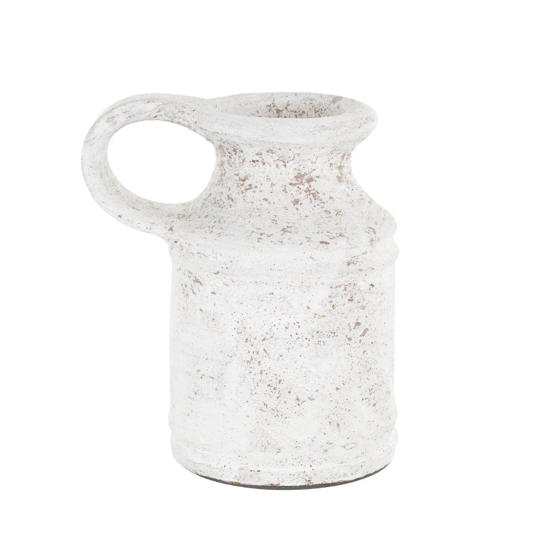 White Ceramic Antique style textured Decorative Vase