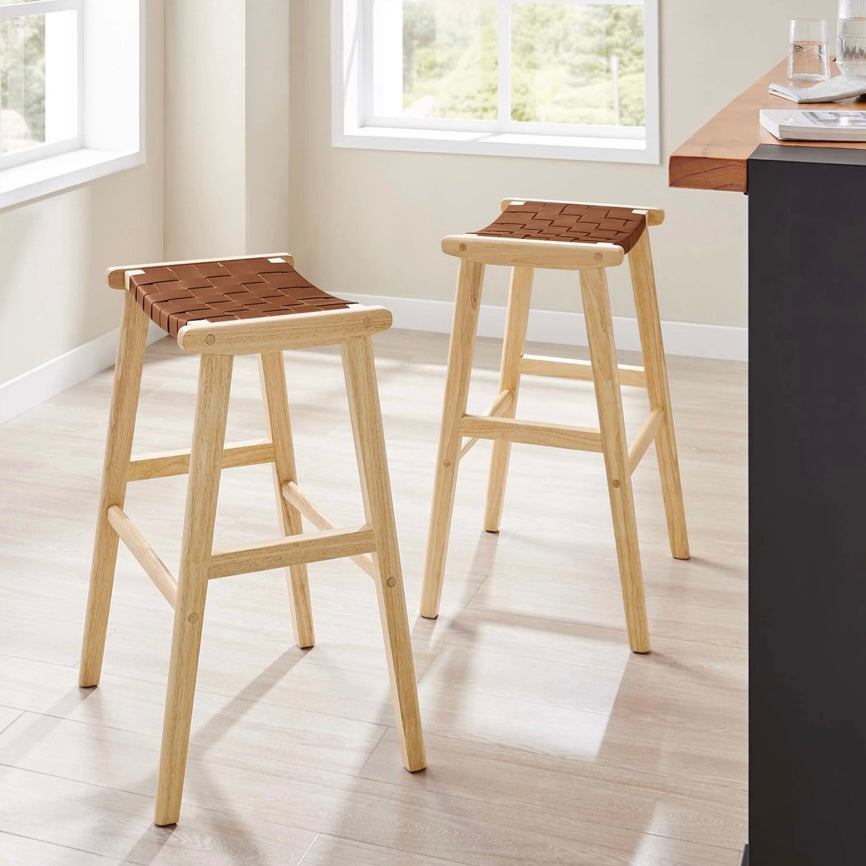 Saoirse Faux Leather Wood Barstool