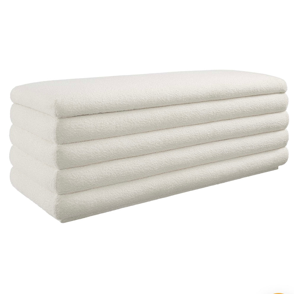 Mezzo Boucle Upholstered Storage Ottoman