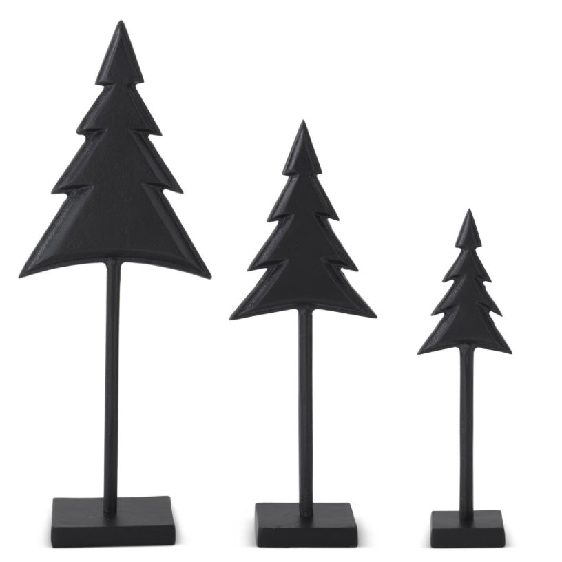 Christmas Trees on Spindle Set of 3 - Matte Black