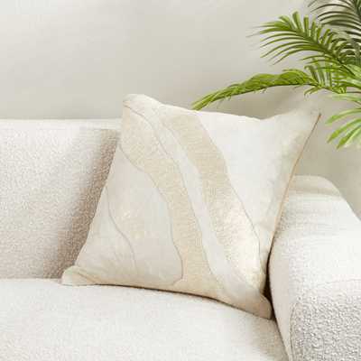 Foiled Hair On Leather Patchwork Pillow