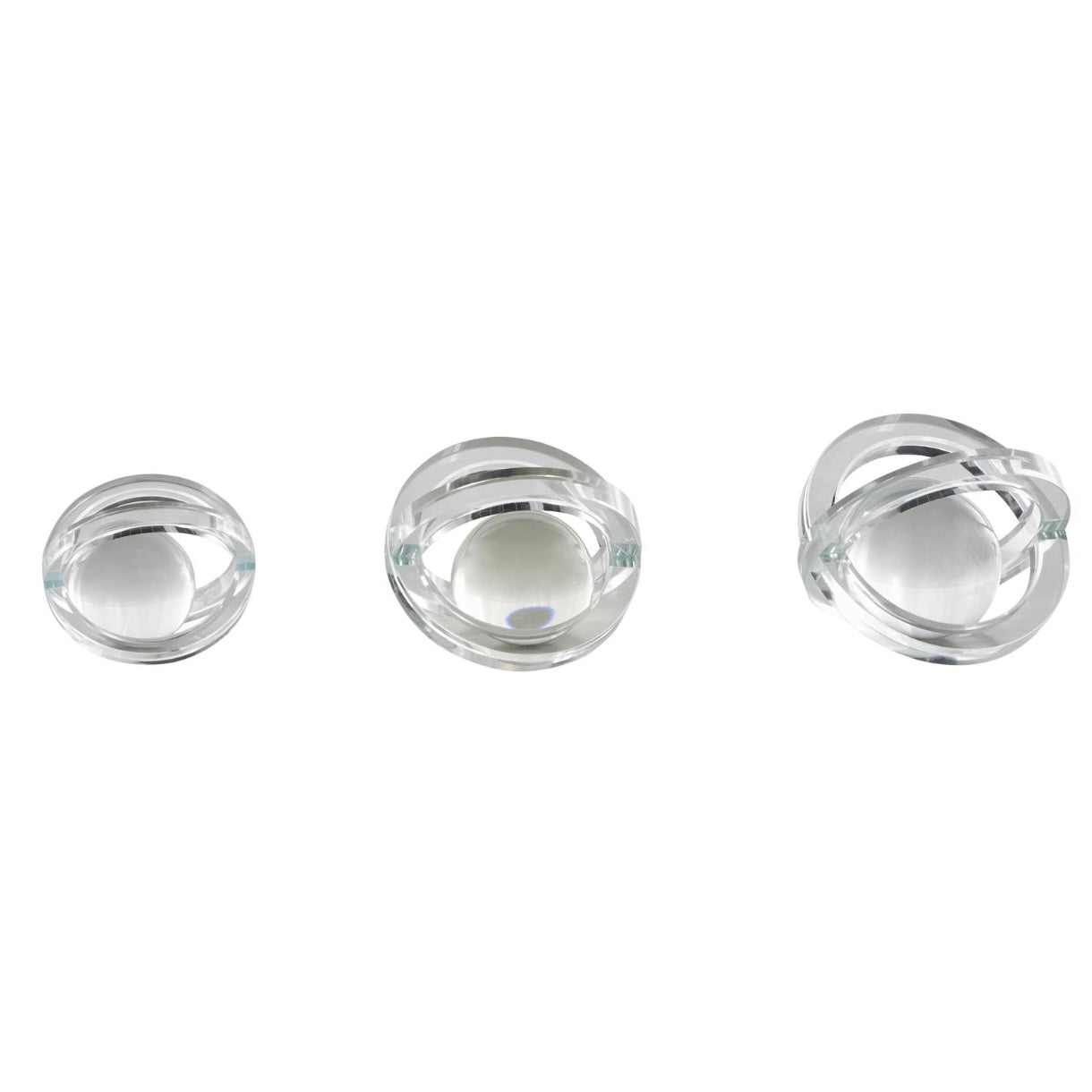 Clear Glass Geometric Orbs Decorative Sculptures