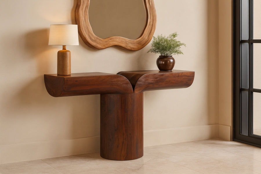 Tee Acacia Wood Console Table