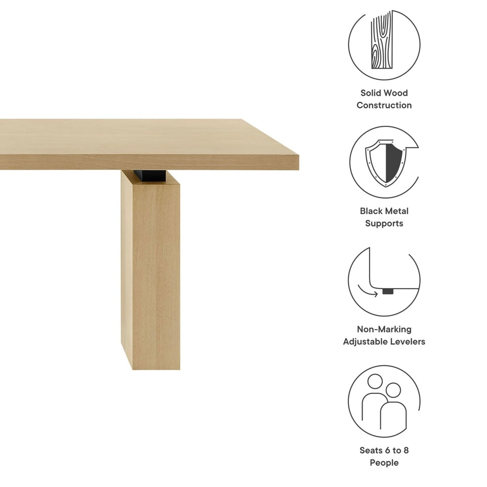 Piston 82” Rectangular Natural Wood Dinning Table
