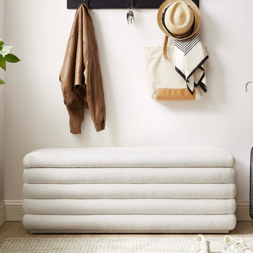 Mezzo Boucle Upholstered Storage Ottoman