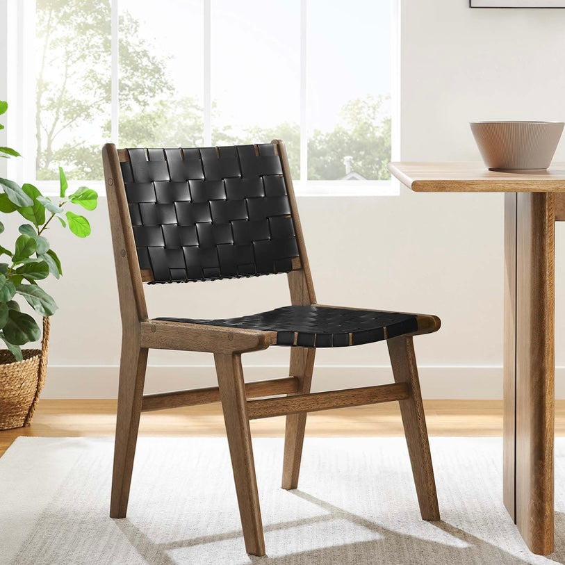Saoirse Woven Faux Leather Dining Chair