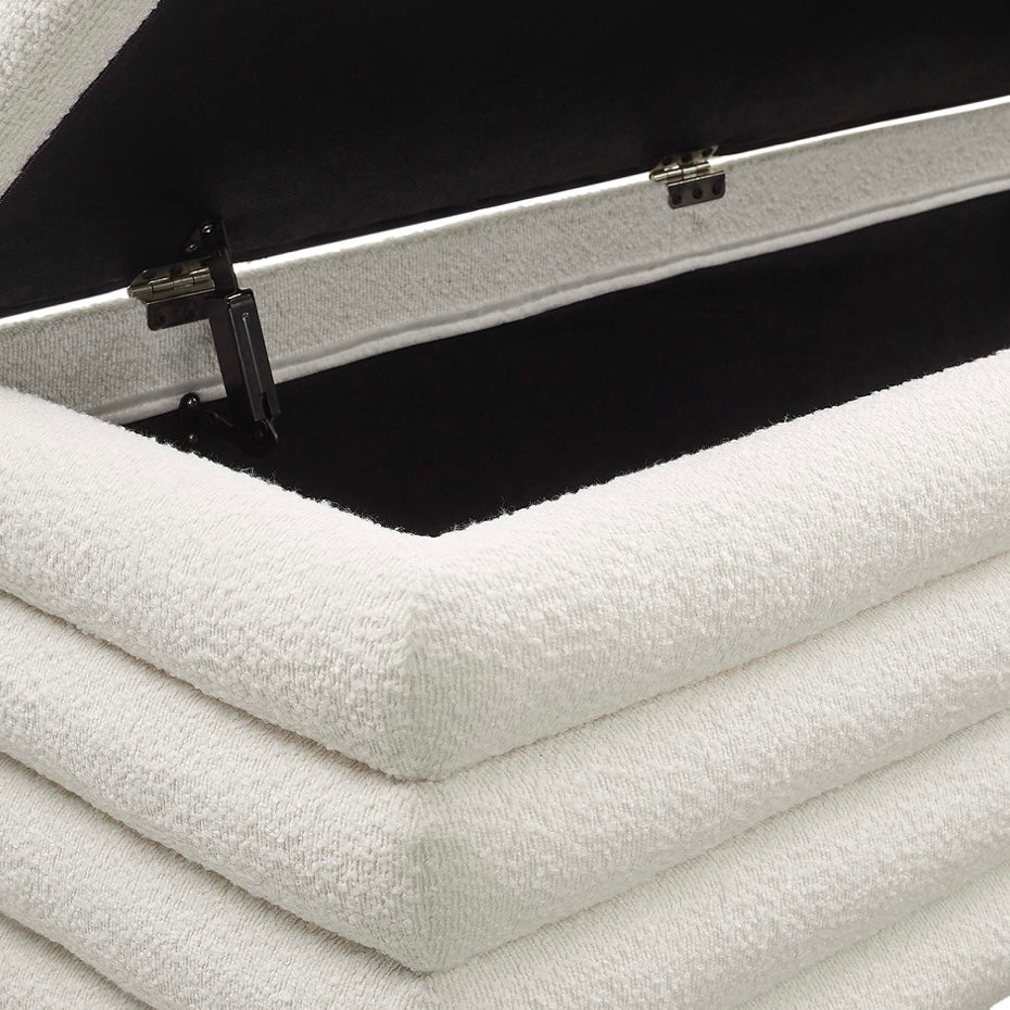 Mezzo Boucle Upholstered Storage Ottoman