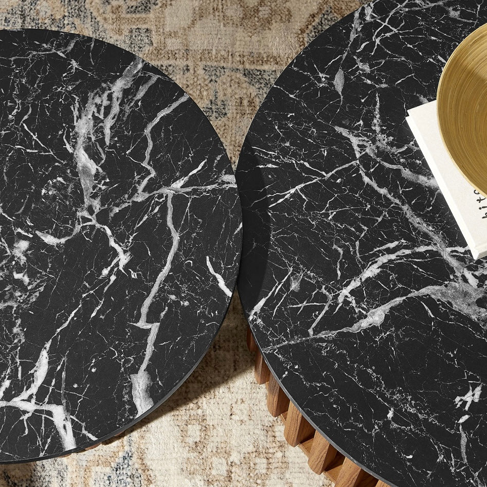 Fortitud Round Faux Marble Top Nesting Coffee Table