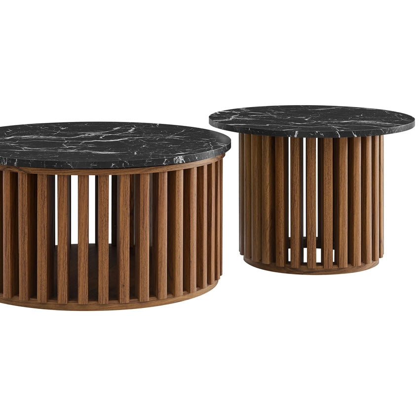Fortitud Round Faux Marble Top Nesting Coffee Table