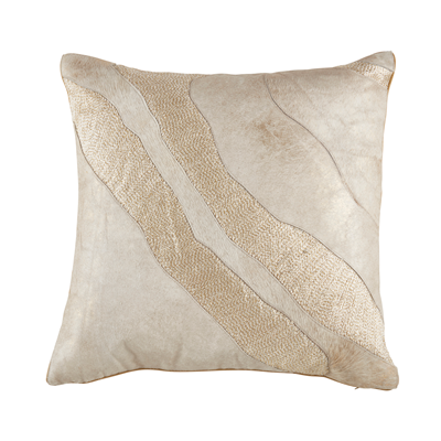 Foiled Hair On Leather Patchwork Pillow