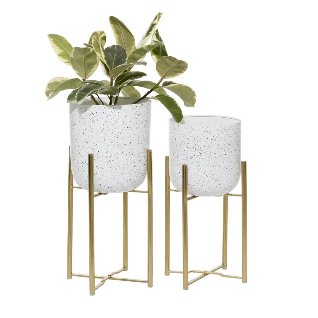 Metal Indoor Planter with Removable Stand - Set of 2
