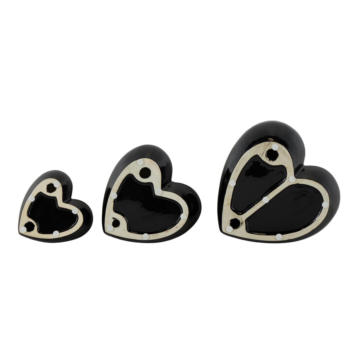 Black Ceramic Heart Slanted Wall Decor Set