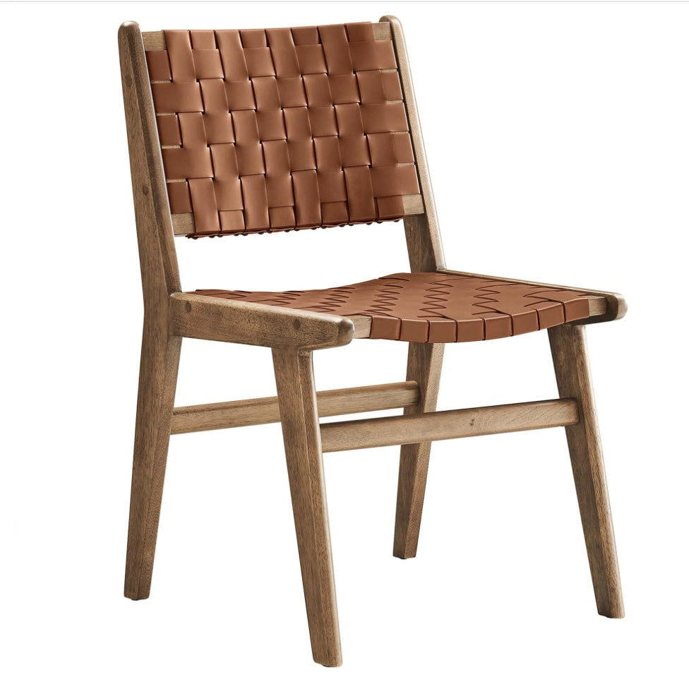 Saoirse Woven Faux Leather Dining Chair