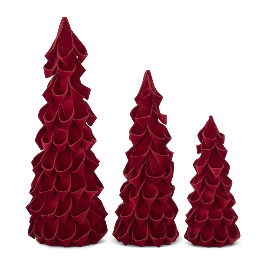 Ribbon Cone Trees Set of 3 - Red Velvet