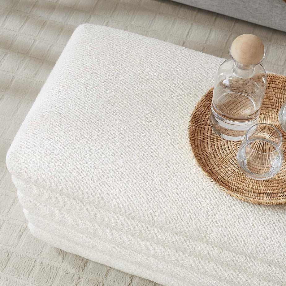 Mezzo Boucle Upholstered Storage Ottoman