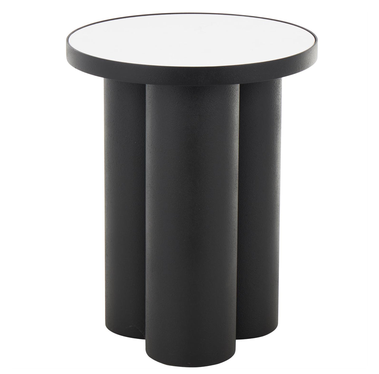 Black Metal Accent Table With White Marble Top