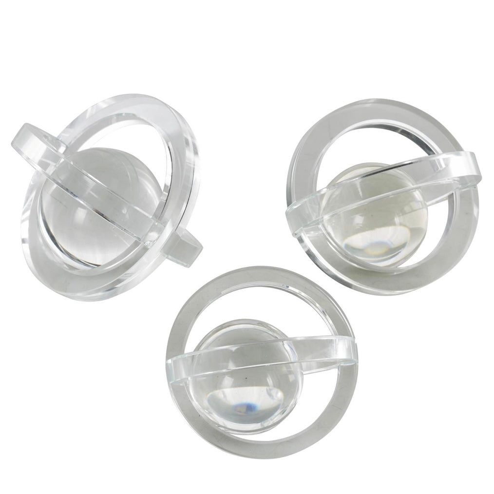 Clear Glass Geometric Orbs Decorative Sculptures