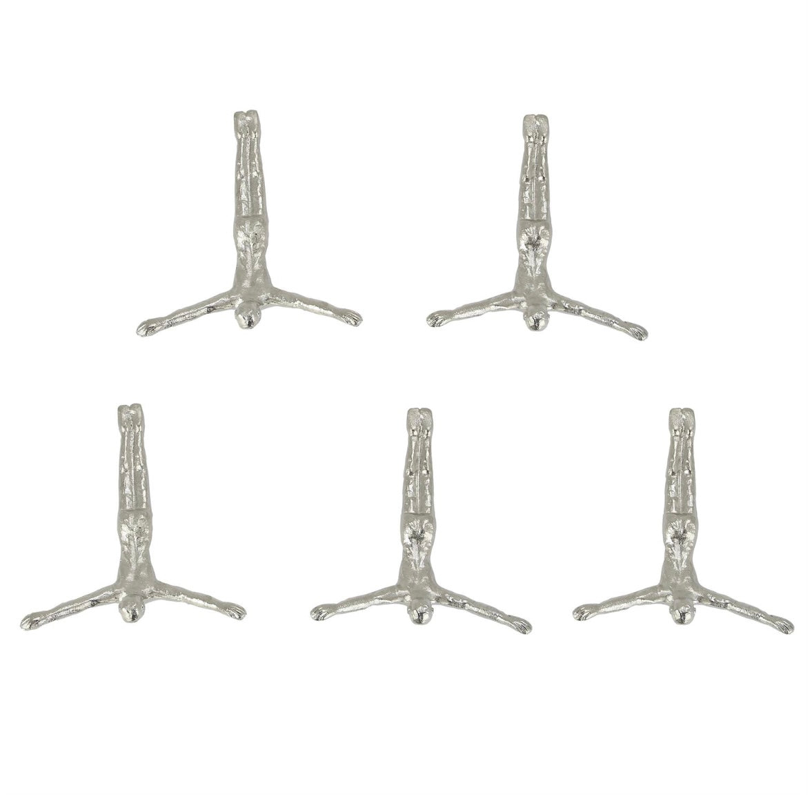 set of 5 - Silver aluminum divers wall decoration