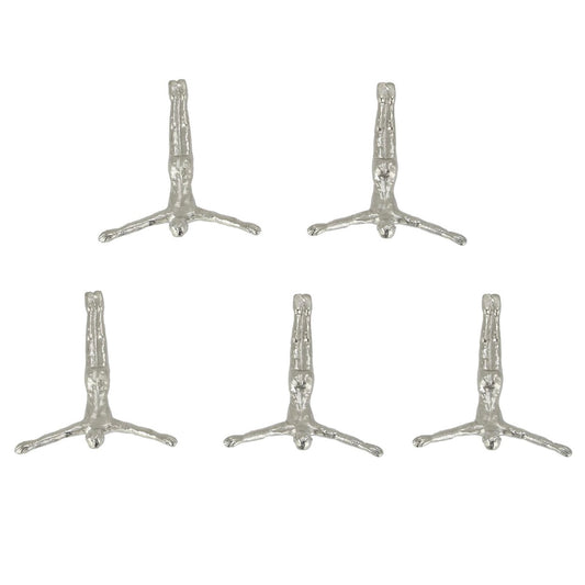 set of 5 - Silver aluminum divers wall decoration