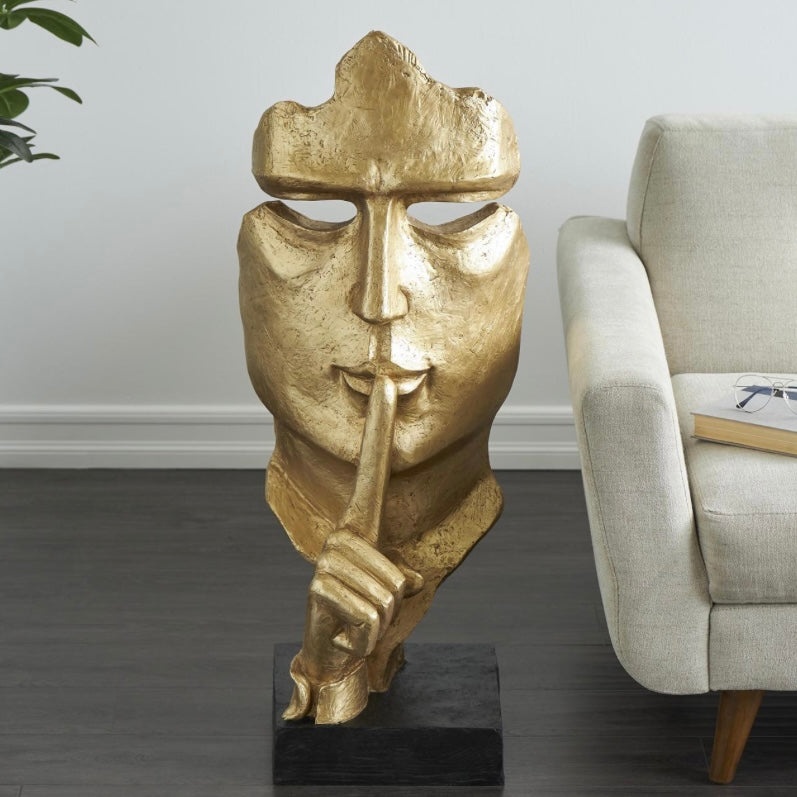 Large Decorative Gold Polystone Face
