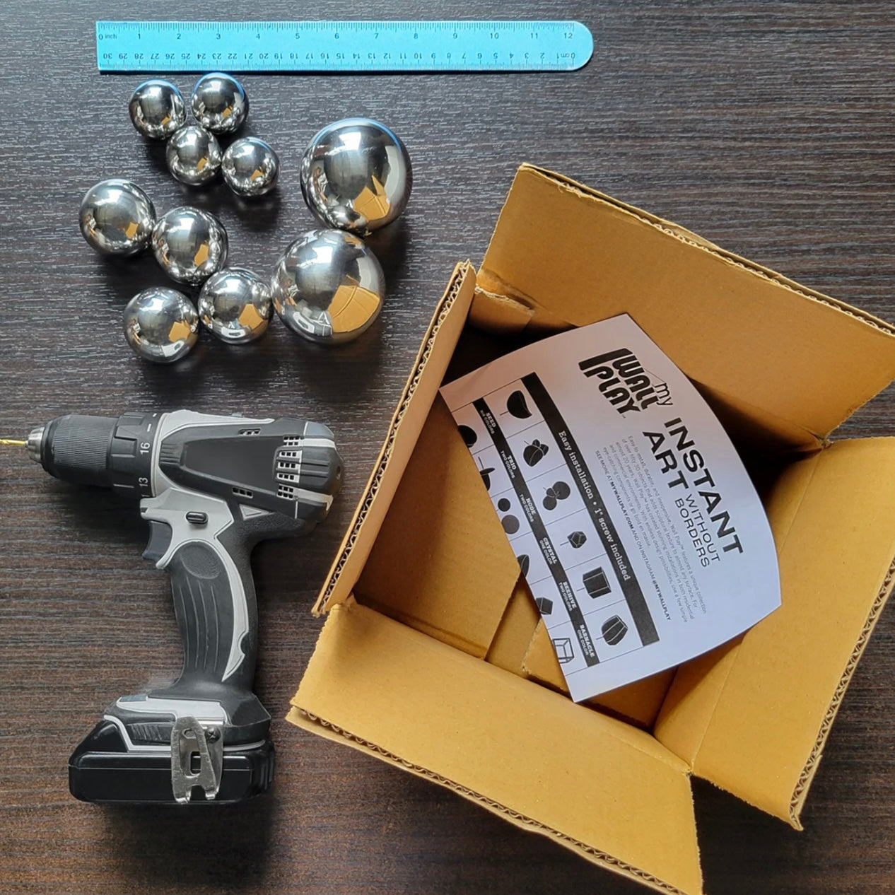 Wall Play Orbs Set of 10 - Glossy Silver