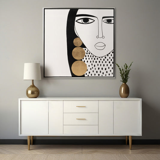 Hand Painted Gold Hoop Woman