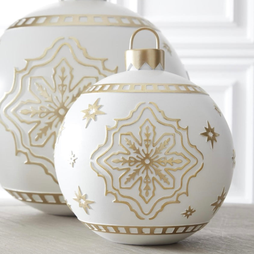 Decorative Ornaments Set of 2 - White/Gold