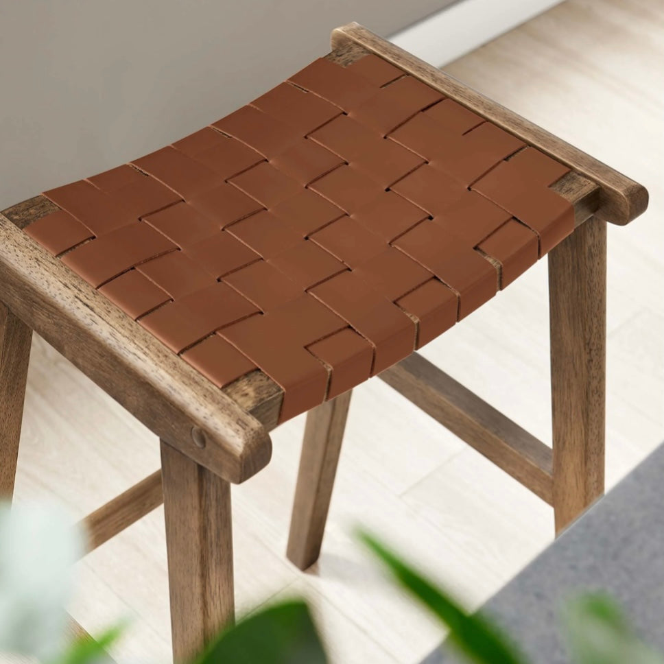 Saoirse Faux Leather Wood Barstool